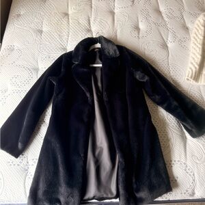 Brookstone Black Faux Fur Teddy Coat